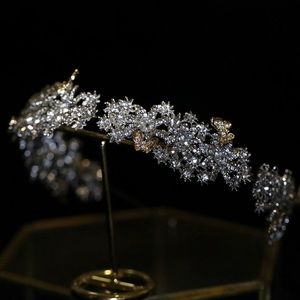 Gold&silver crystal diamond tiara headband bridal wedding prom fancy luxury